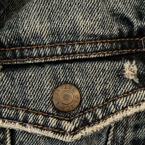 Place Est 1989 Girl’ Denim Jacket, Size M, Distressed Blue, Snap Closures - Picture 3 of 6